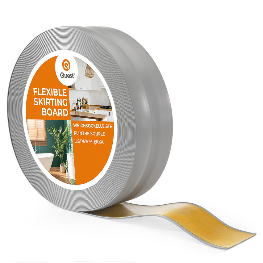 Plintă moale autoadezivă 32x23 mm, garnitură de perete flexibilă pentru bucătărie și baie, plintă PVC, bandă de etanșare, gri