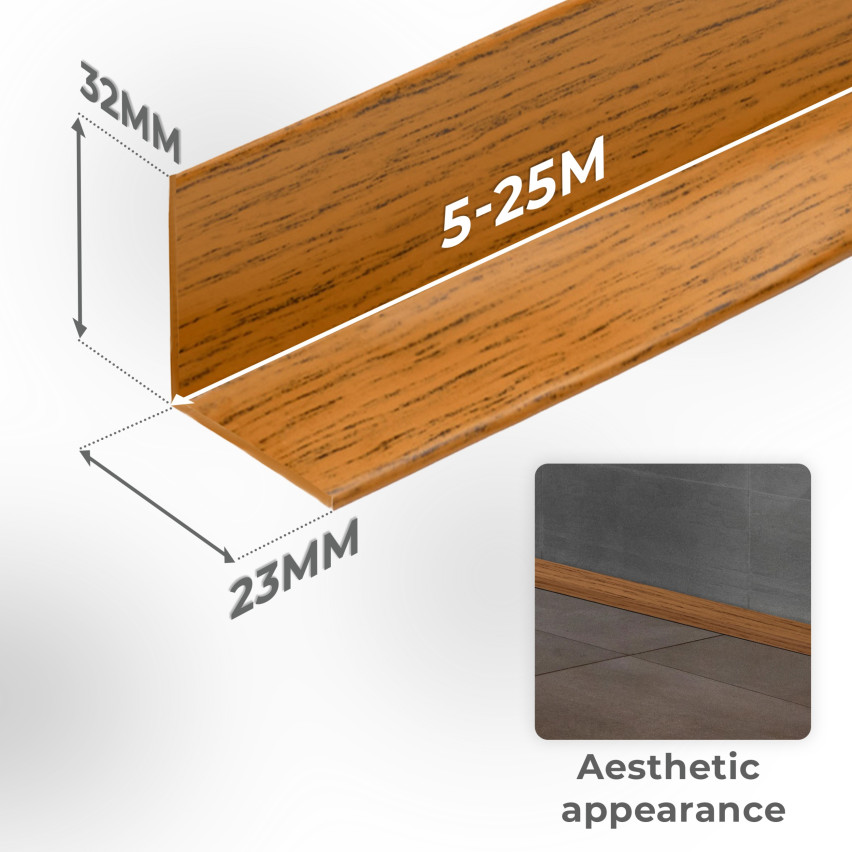 Plinta moale autoadezivă 32x23 mm, tapet flexibil pentru bucătărie și baie, plintă PVC, bandă de etanșare, bej
