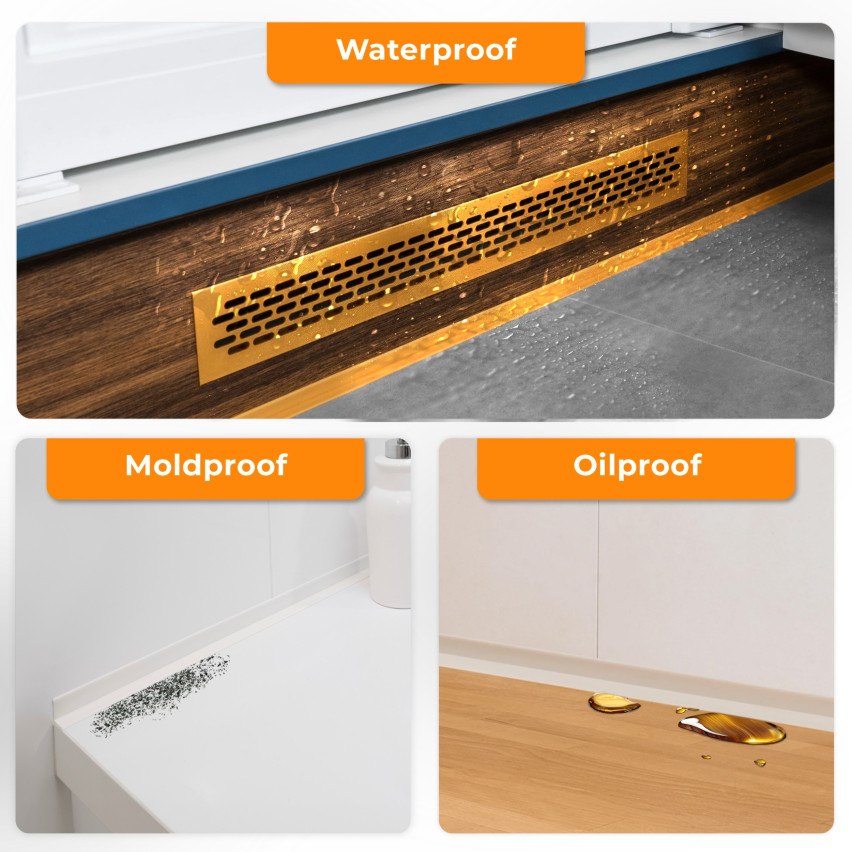 Plinta moale autoadezivă 32x23 mm, tapet flexibil pentru bucătărie și baie, plintă PVC, bandă de etanșare, bej