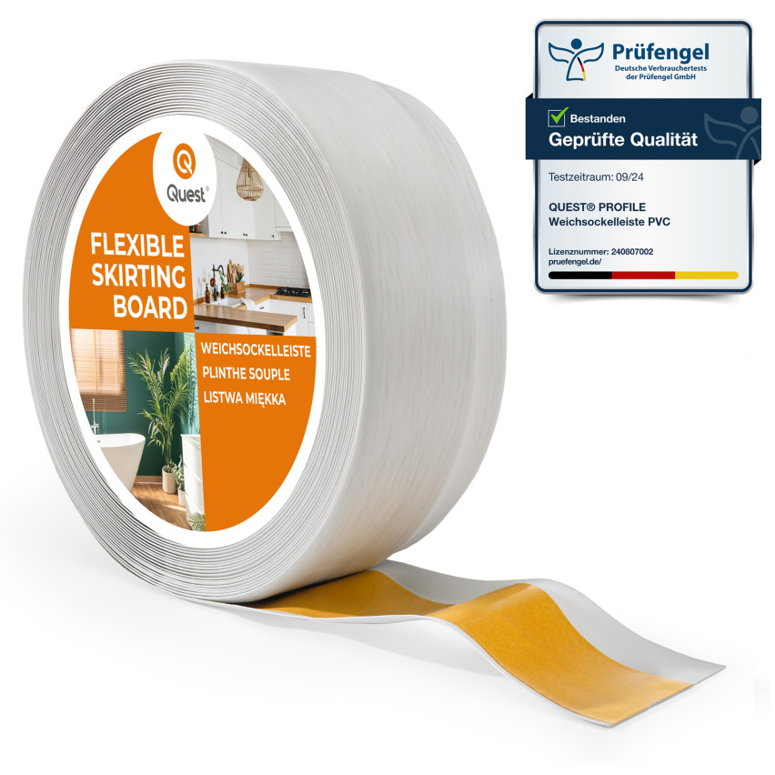 Plinta moale autoadezivă 50x20 mm, tapet flexibil pentru bucătărie și baie, plintă PVC, bandă de etanșare, mesteacăn