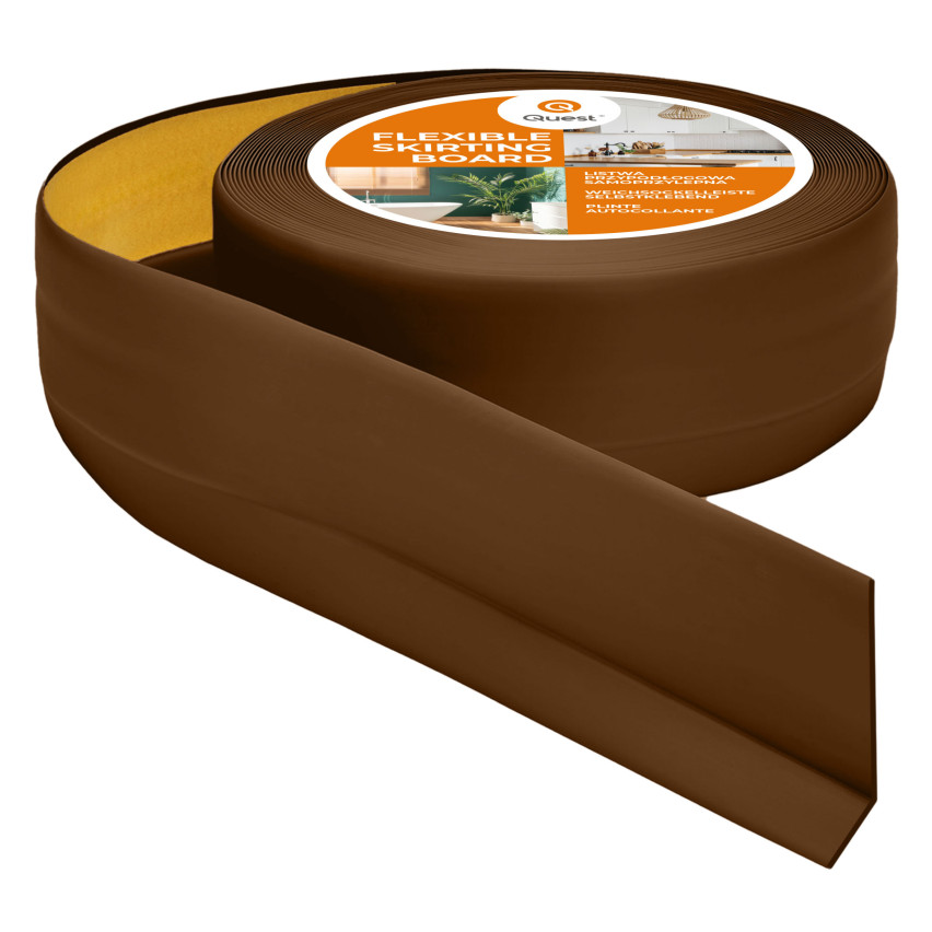 Plintă moale autoadezivă 50x20 mm, garnitură de perete flexibilă pentru bucătărie și baie, plintă din PVC, bandă de etanșare, maro închis