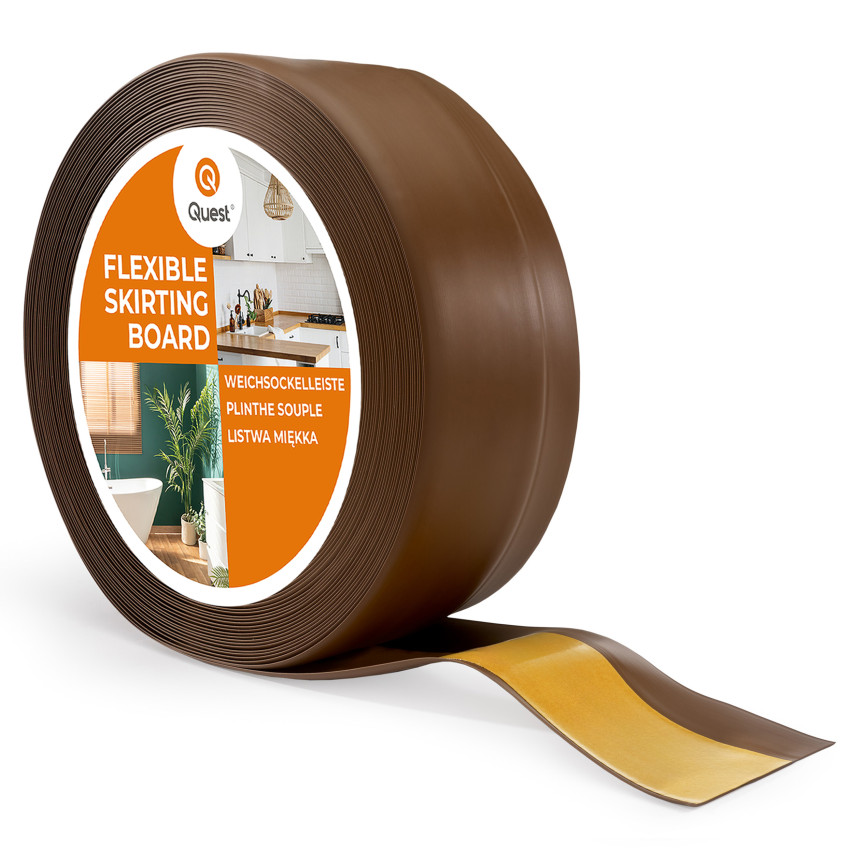 Plintă moale autoadezivă 50x20 mm, garnitură de perete flexibilă pentru bucătărie și baie, plintă din PVC, bandă de etanșare, maro închis