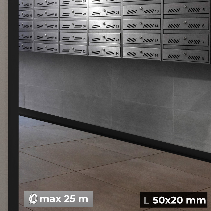 Plinta moale autoadezivă 50x20 mm, garnitură de perete flexibilă pentru bucătărie și baie, plintă PVC, bandă de etanșare, negru