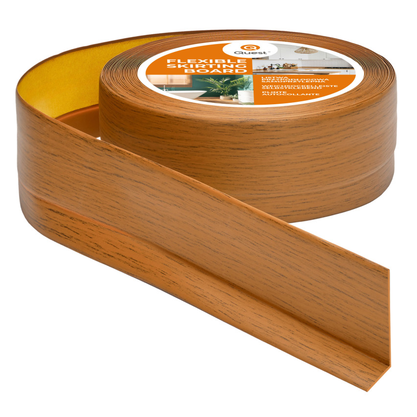 Plintă moale autoadezivă 50x20 mm, garnitură de perete flexibilă pentru bucătărie și baie, plintă PVC, bandă de etanșare, stejar rustic