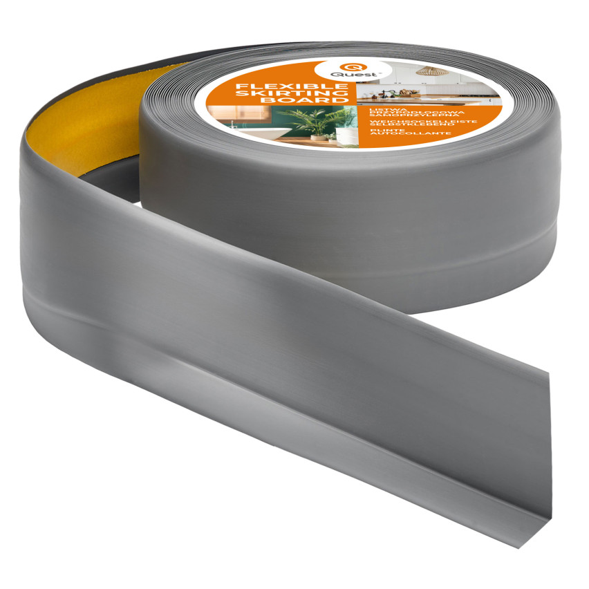 Plinta moale autoadezivă 50x20 mm, garnitură de perete flexibilă pentru bucătărie și baie, plintă PVC, bandă de etanșare, gri