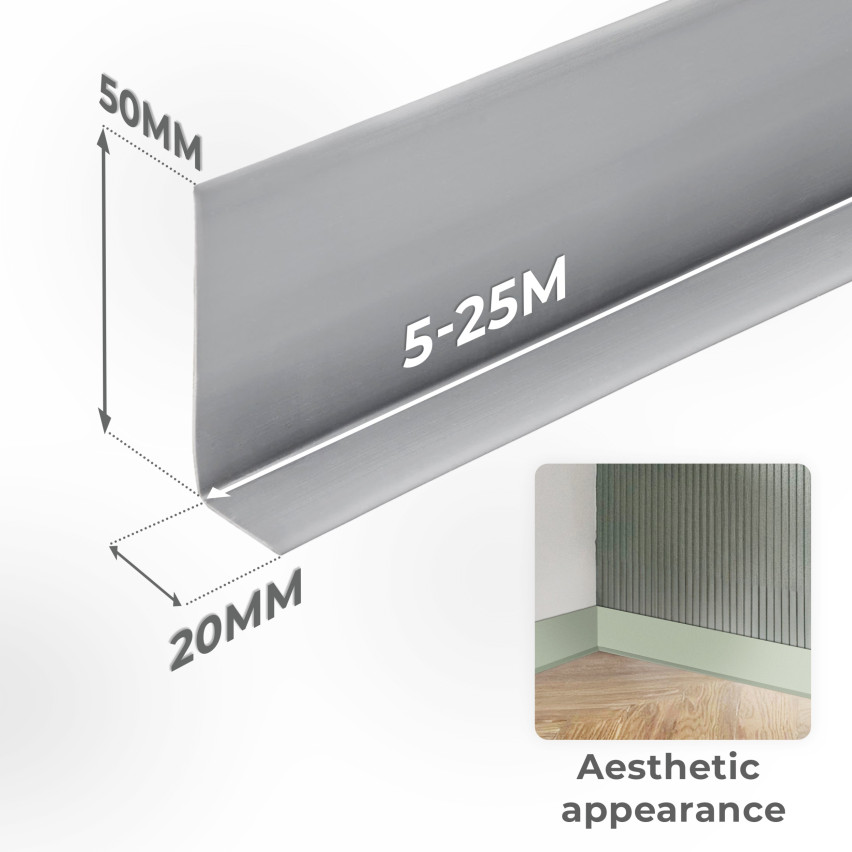 Plinta moale autoadezivă 50x20 mm, garnitură de perete flexibilă pentru bucătărie și baie, plintă PVC, bandă de etanșare, negru
