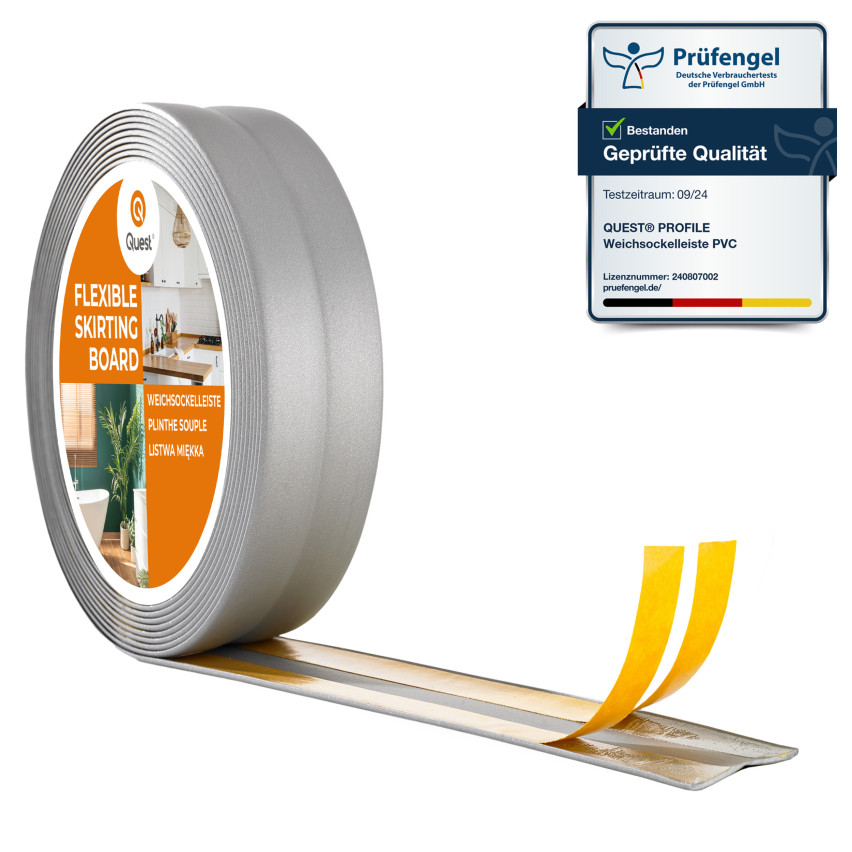 Listă de finisare autoadezivă din PVC, argintiu