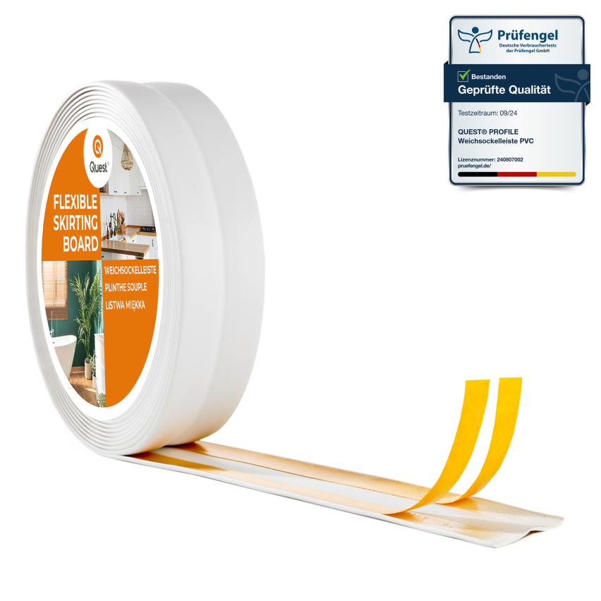 Listă de finisare autoadezivă din PVC, albă