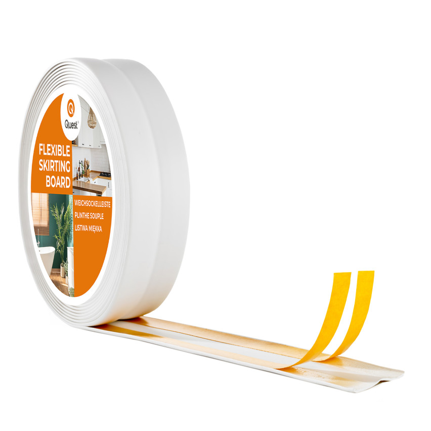 Listă de finisare autoadezivă din PVC, albă