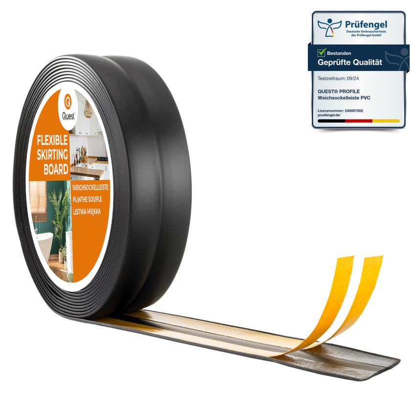 Listă de finisare autoadezivă din PVC, neagră