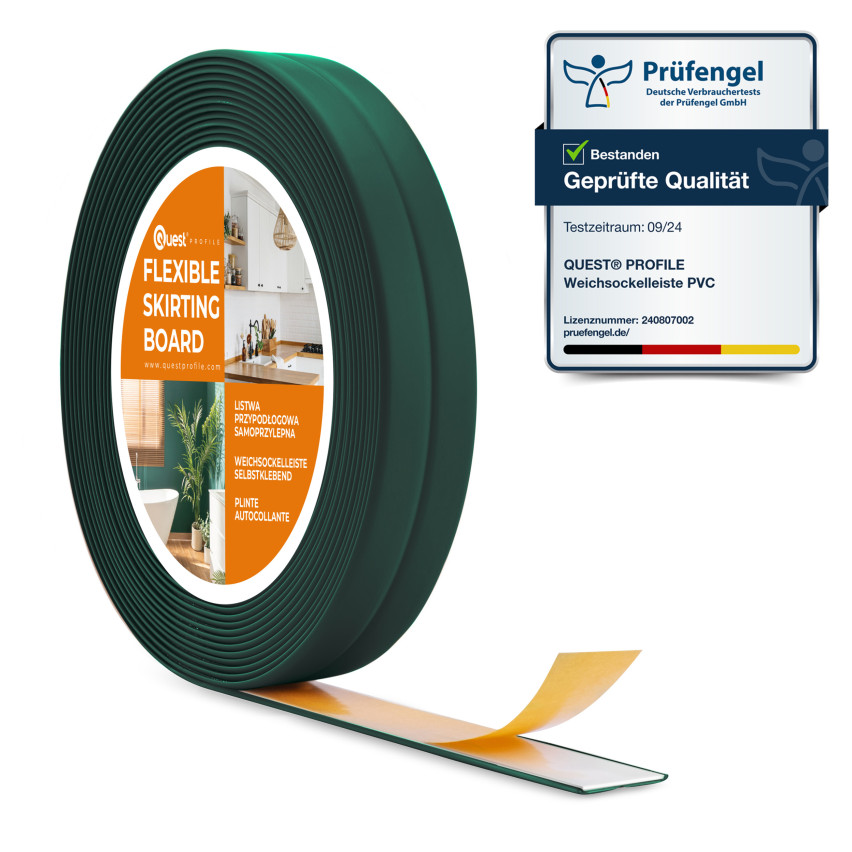 Bandă PVC autoadezivă de montare și finisare pe bandă de spumă 10/10 5m - verde