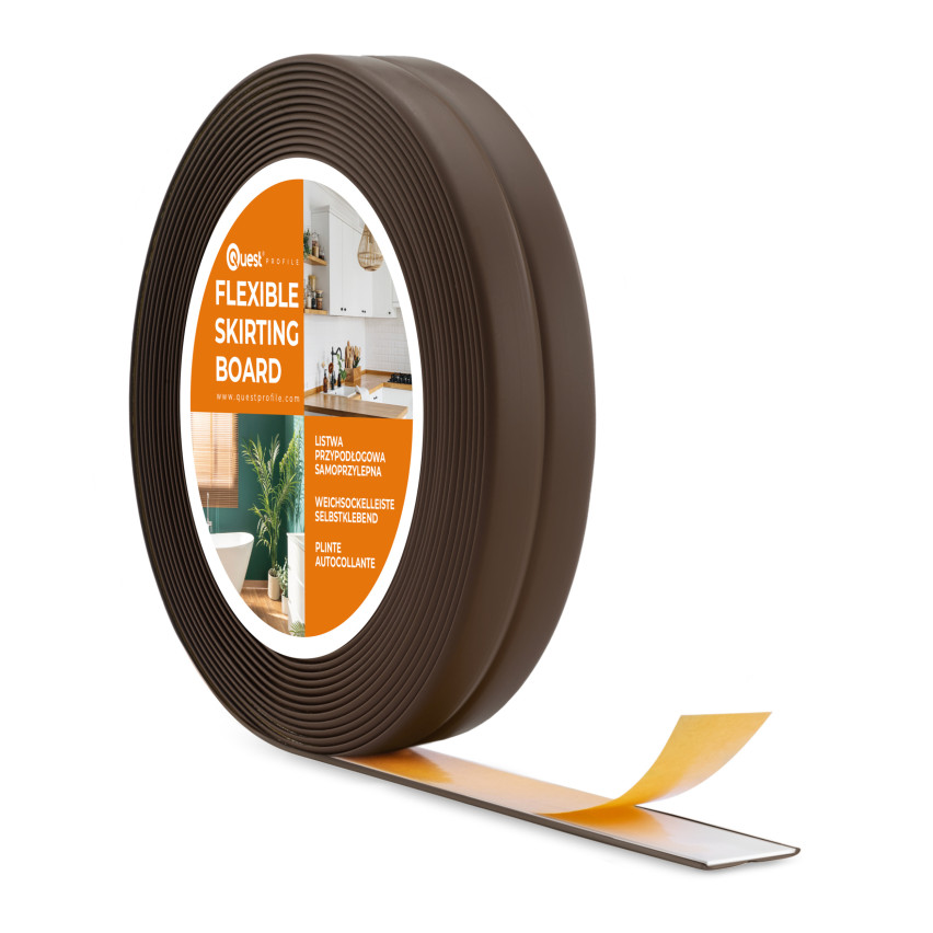 Bandă PVC autoadezivă de montare și finisare pe bandă de spumă 10/10, maro închis 5m