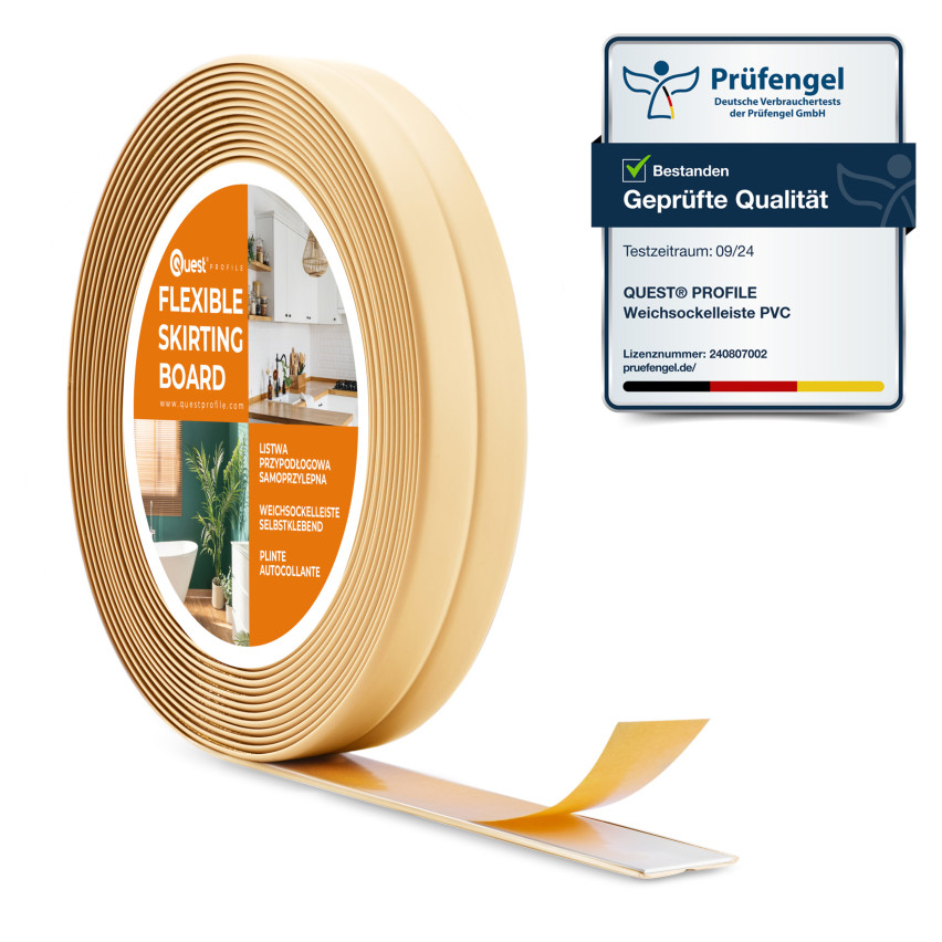PVC bandă autoadezivă de instalare și finisare pe bandă de spumă 10/10 5m, crem