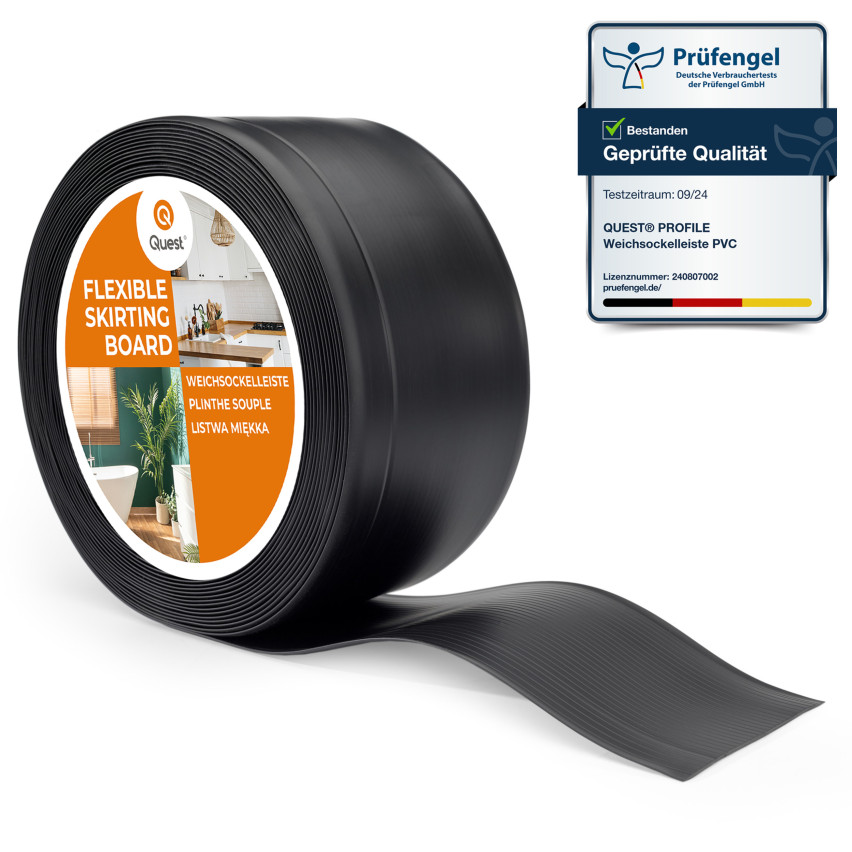 Plinta moale, Plinta flexibilă pentru pardoseală, Plinta de colț, PVC 100x25mm, negru