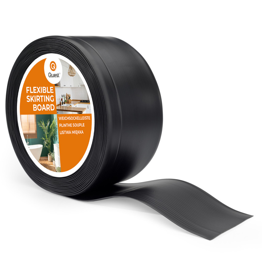 Plinta moale, Plinta flexibilă pentru pardoseală, Plinta de colț, PVC 100x25mm, negru