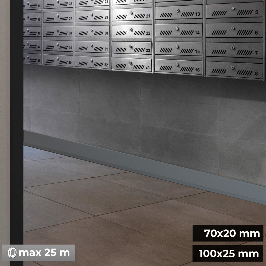 Plinta moale, Plinta flexibilă, Plinta de colț, PVC 70x20mm, gri