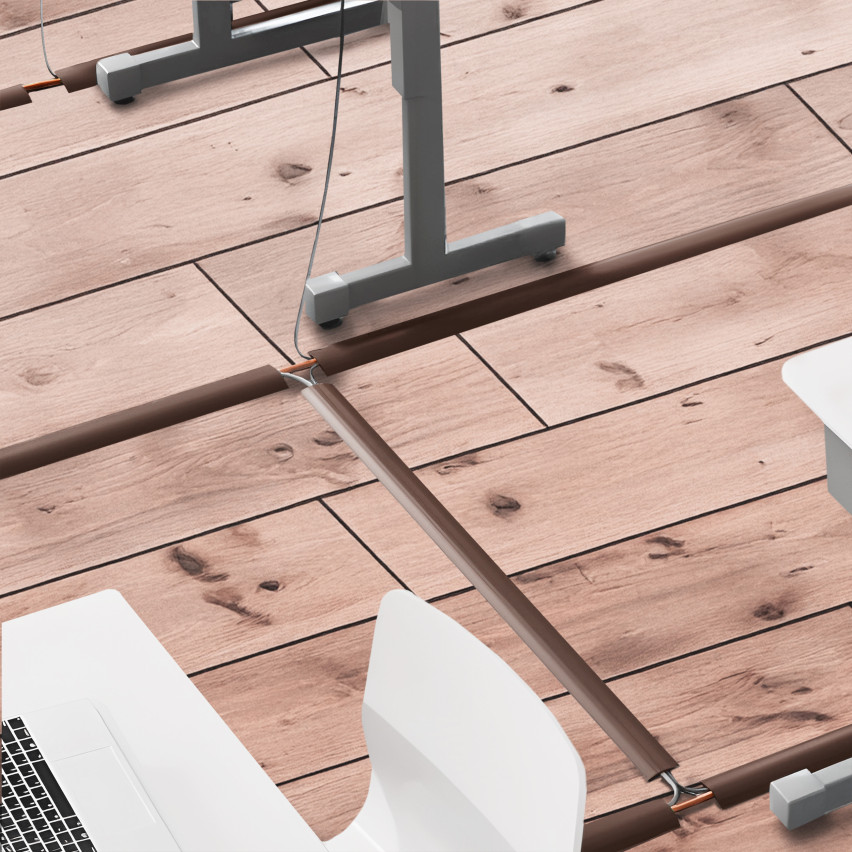 Canal cablu din PVC - 200 cm, trapezoidală, gri închis