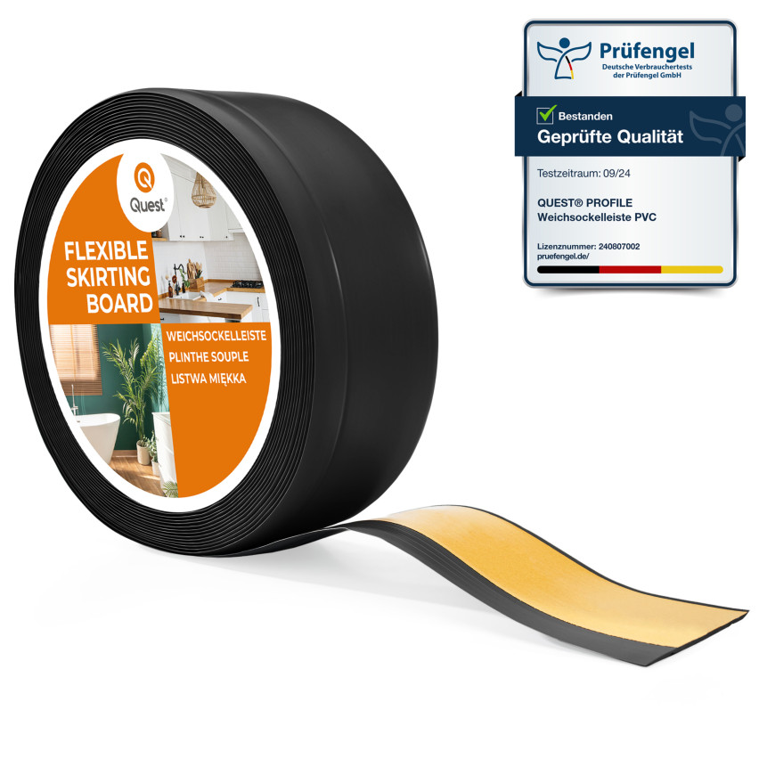 Plinta moale Autoadezivă, Plinta flexibilă, Plinta de colț, PVC, 70x20mm, negru