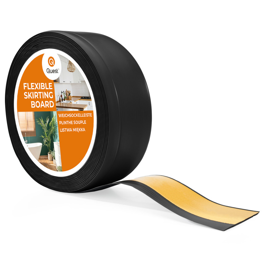 Plinta moale Autoadezivă, Plinta flexibilă, Plinta de colț, PVC, 70x20mm, negru