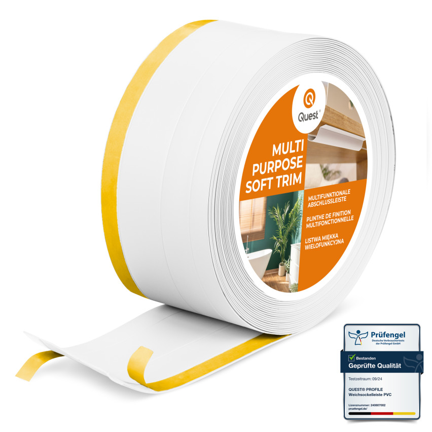 Baghetă Multifuncțională din PVC 4în1 – Panou de Finisare Autocolant, 120 mm, Alb