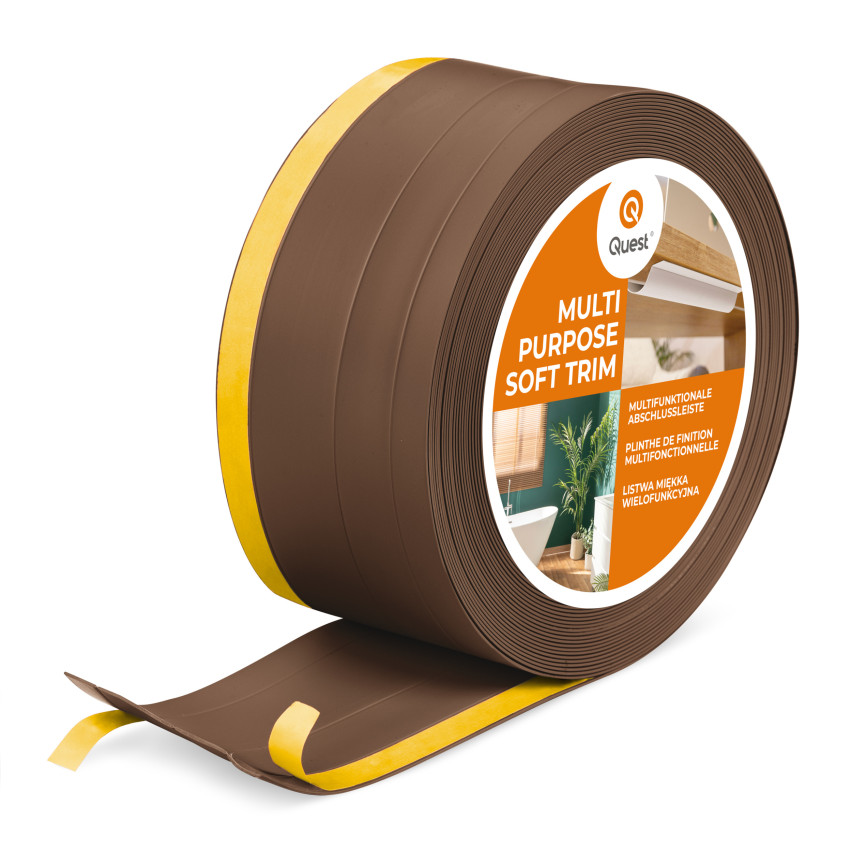 Baghetă Multifuncțională din PVC 4în1 – Panou de Finisare Autocolant, 120 mm, Maro