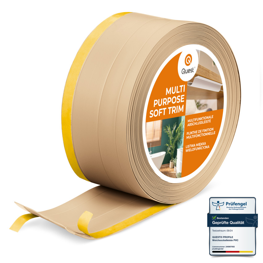 Baghetă Multifuncțională din PVC 4în1 – Panou de Finisare Autocolant, 120 mm, Nisipiu