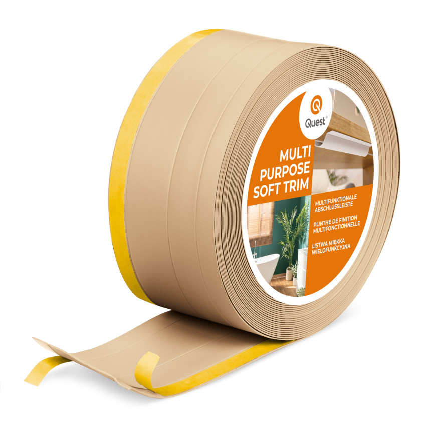 Baghetă Multifuncțională din PVC 4în1 – Panou de Finisare Autocolant, 120 mm, Nisipiu