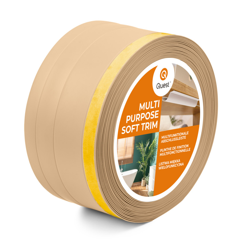 Baghetă Multifuncțională din PVC 4în1 – Panou de Finisare Autocolant, 120 mm, Nisipiu