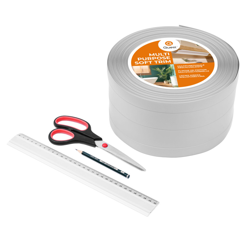 Baghetă Multifuncțională din PVC 4în1 – Panou de Finisare Autocolant, Gri