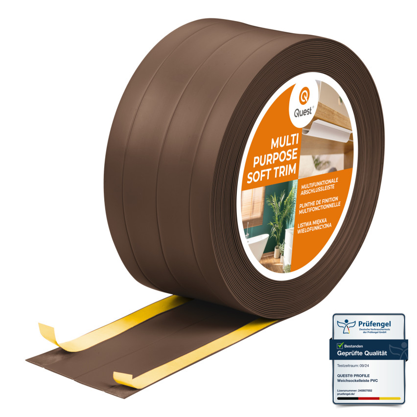 Baghetă Multifuncțională din PVC 4în1 – Panou de Finisare Autocolant, Maro