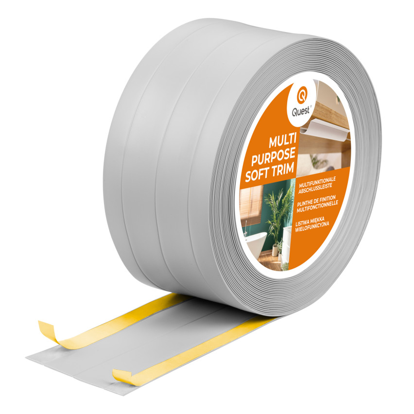 Baghetă Multifuncțională din PVC 4în1 – Panou de Finisare Autocolant, Gri