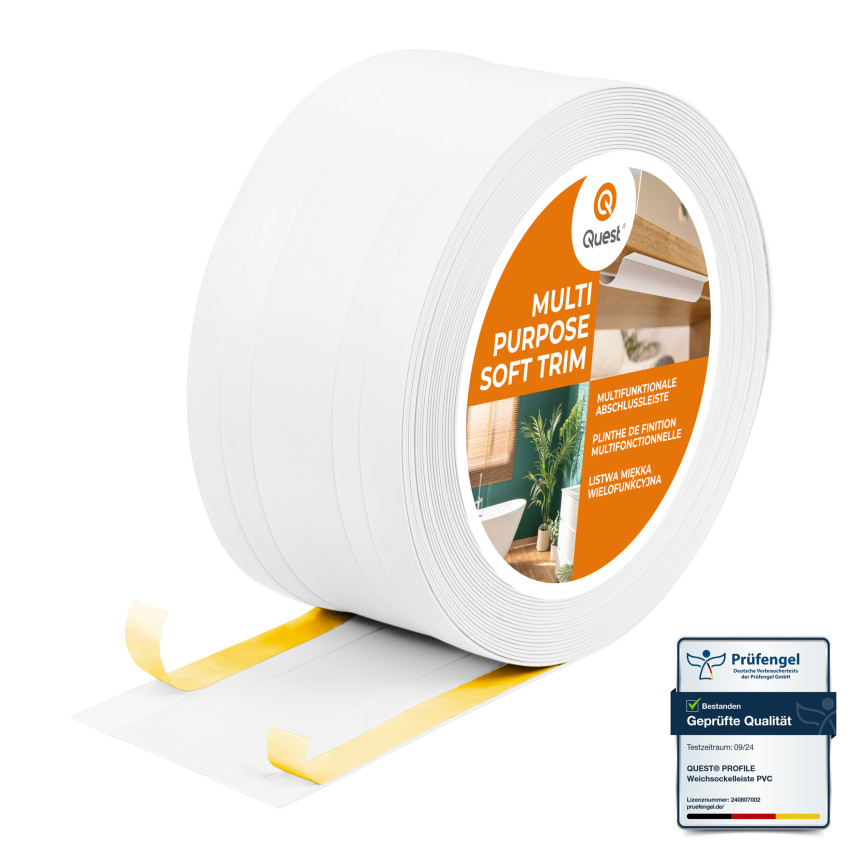 Baghetă Multifuncțională din PVC 2în1 – Panou de Finisaj Autocolant, 110Mm, Alb