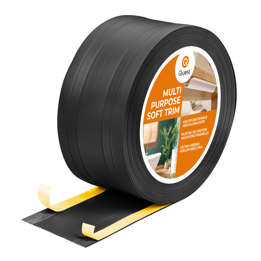 Baghetă Multifuncțională din PVC 2în1 – Panou de Finisaj Autocolant, 110Mm, Negru