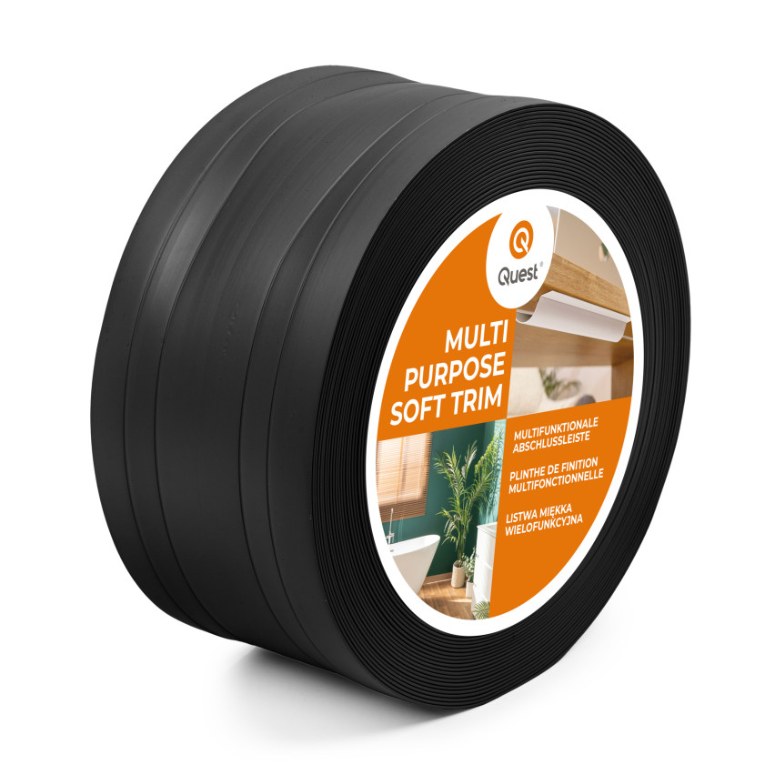 Baghetă Multifuncțională din PVC 2în1 – Panou de Finisaj Autocolant, 110Mm, Negru