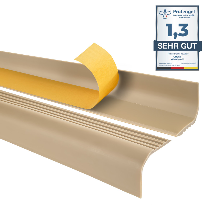 Profil antiderapant pentru scări cu adeziv, 52x40mm, bej