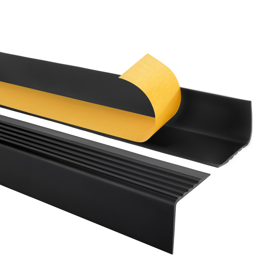 Profil antiderapant pentru scări cu adeziv, 50x42mm, negru, 