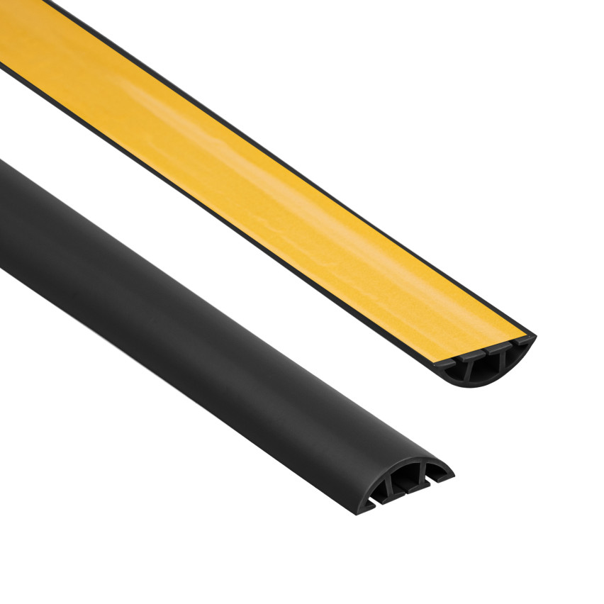 Conducte autoadezive pentru cabluri din PVC - 200 cm, semicirculare, negre