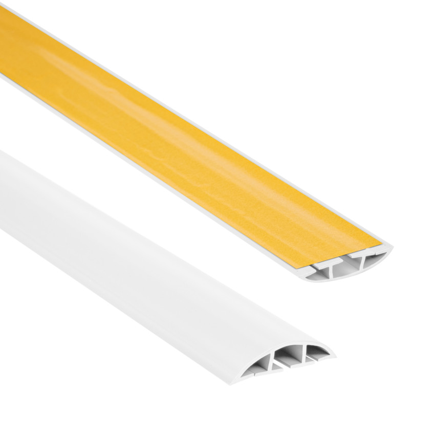 Conducte autoadezive pentru cabluri din PVC - 200 cm, semicirculare, albe