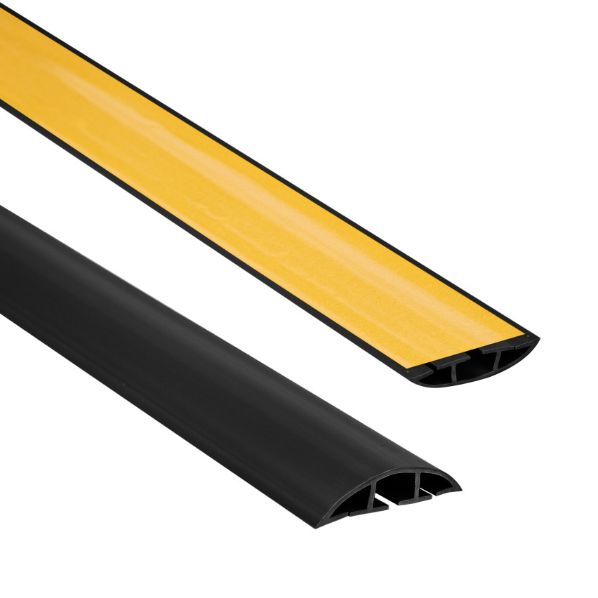 Conducte autoadezive pentru cabluri din PVC - 200 cm, semicirculare, negre