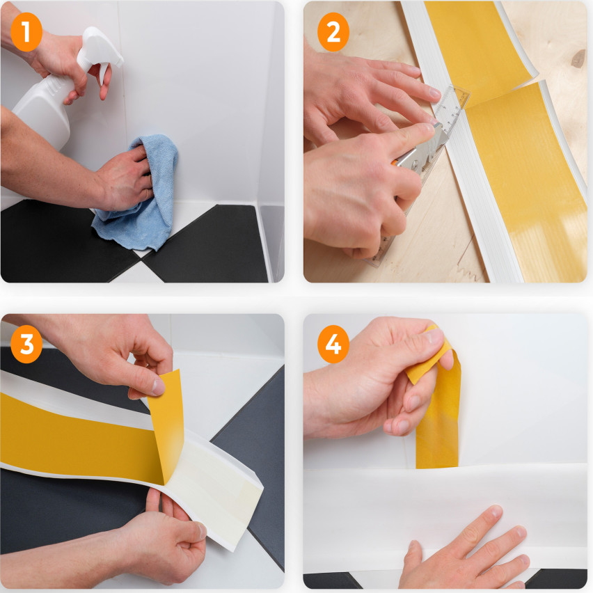 Plintă moale autoadezivă 50x20 mm, garnitură de perete flexibilă pentru bucătărie și baie, plintă PVC, bandă de etanșare, stejar