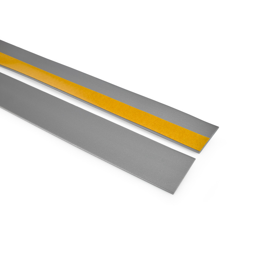 Fâșie de finisare bandă de acoperire autoadezivă din PVC plintă de tranziție profil de bord de tranziție bandă plată 5m, argint