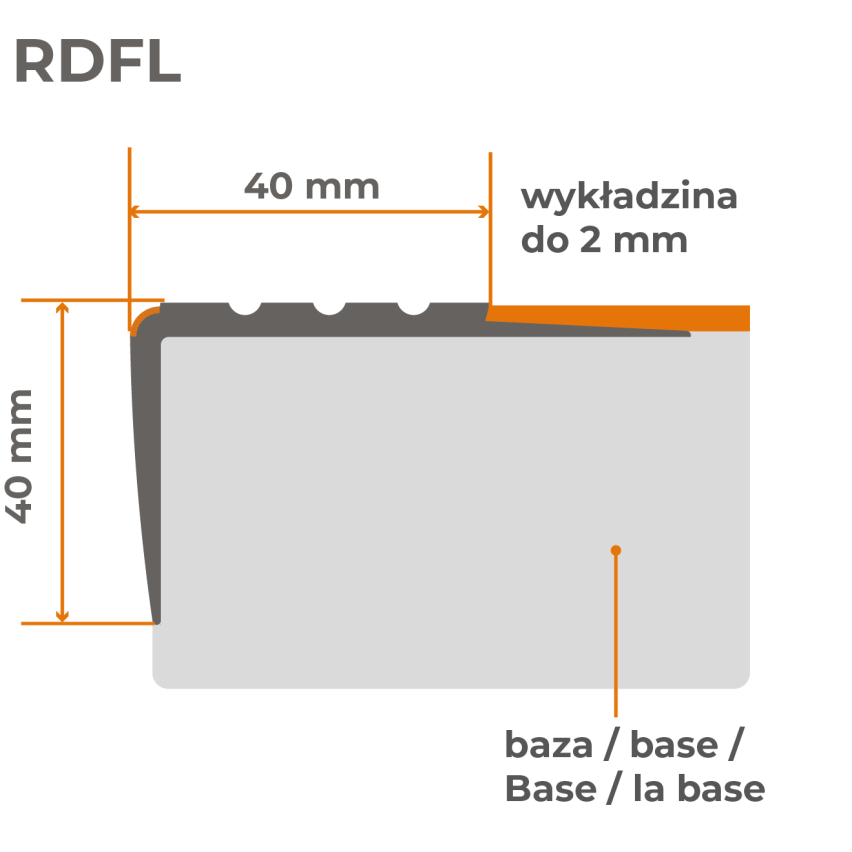 Profil antiderapant pentru scări fotoluminiscent 40x40mm, 150cm, gri închis