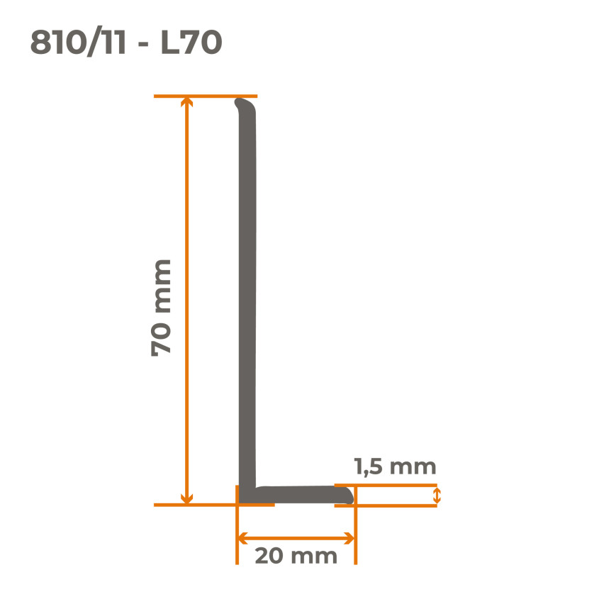 Plinta moale Autoadezivă, Plinta flexibilă, Plinta de colț, PVC, 70x20mm, gri