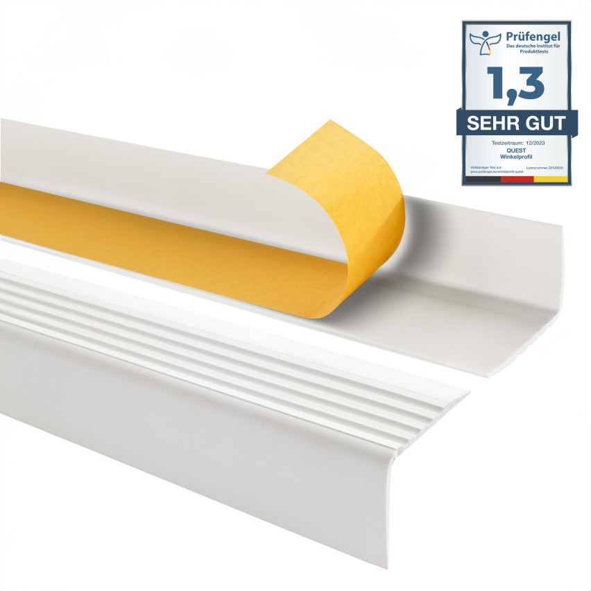 Profil antiderapant pentru scări cu adeziv, 50x42mm, alb