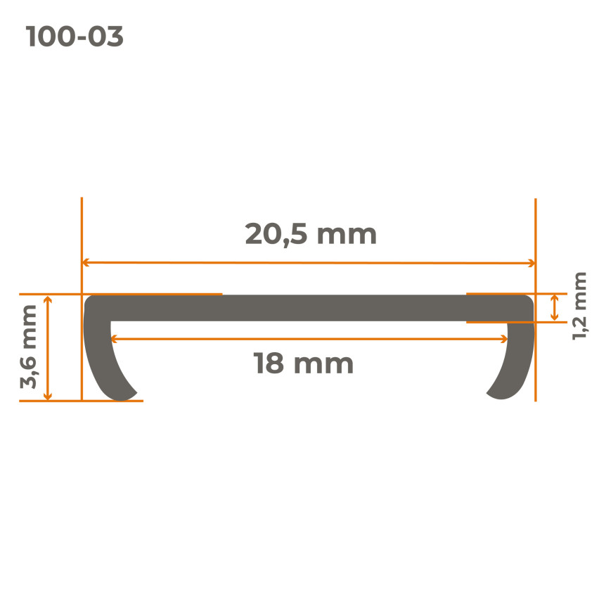 Profil meblowy C 18 mm, czarny z taśmą klejową, długość 5m