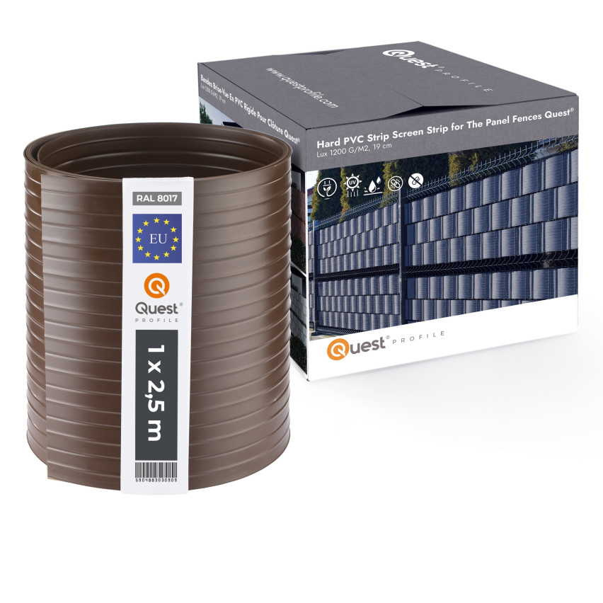 Bandă de gard Quest® Lux 900 g/m², 19cm Maro RAL 8017