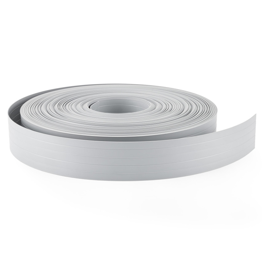 Bandă de gard din PVC – fâșie îngustă și verticală pentru garduri din panouri, potrivită pentru reliefuri, 900 g/m², gri RAL 7040
