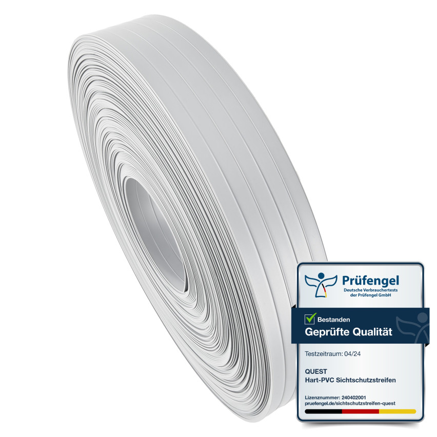 Bandă de gard din PVC – fâșie îngustă și verticală pentru garduri din panouri, potrivită pentru reliefuri, 900 g/m², gri RAL 7040