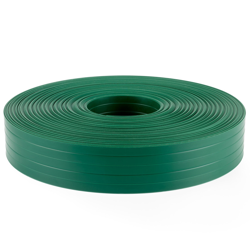 Bandă de gard din PVC – fâșie îngustă și verticală pentru garduri din panouri, potrivită pentru reliefuri, 900 g/m², verde RAL 6005