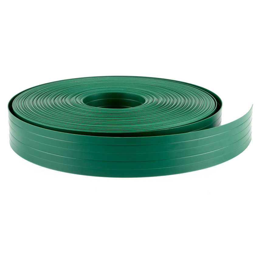 Bandă de gard din PVC – fâșie îngustă și verticală pentru garduri din panouri, potrivită pentru reliefuri, 900 g/m², verde RAL 6005